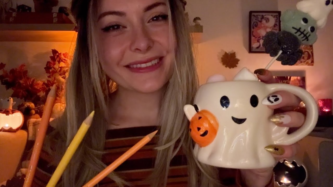 ASMR Je dessine sur ton visage pour t'endormir ~ soirée d'halloween