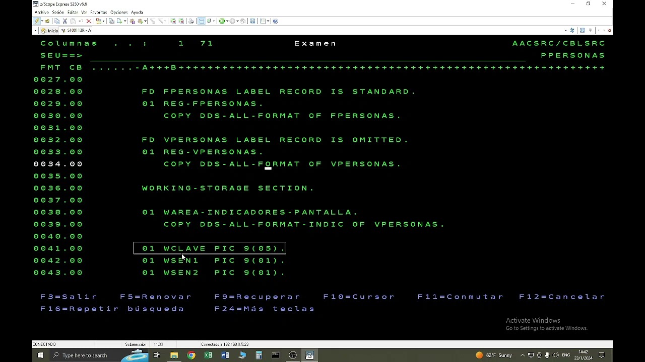 Programa Cobol en un AS/400 que desde una pantalla Windows subfile realiza A-B-M / Parte 3