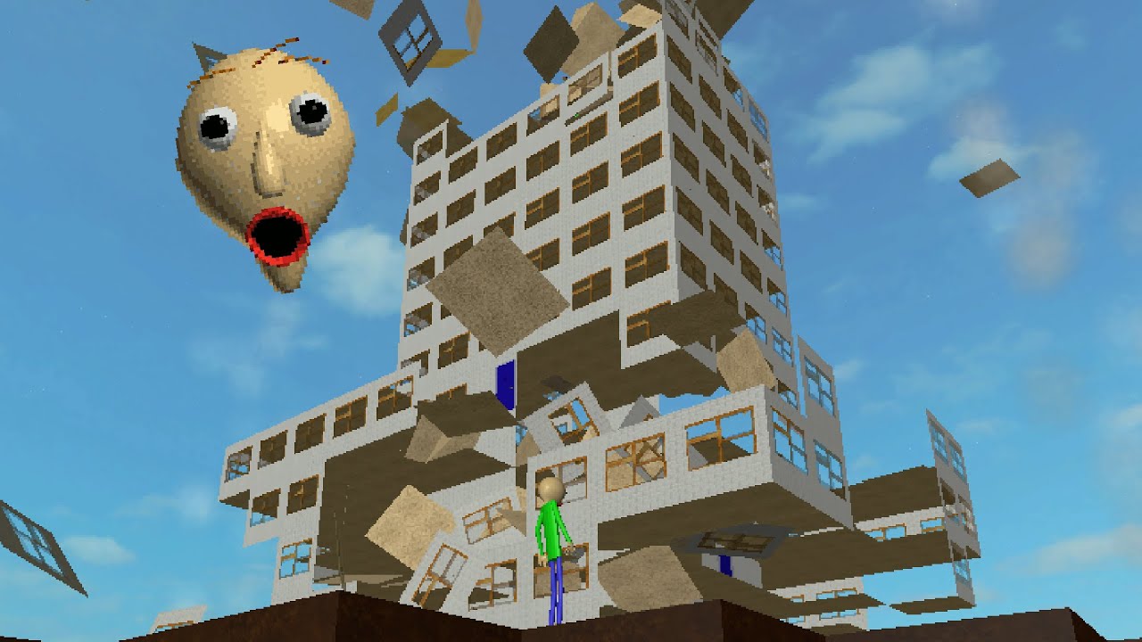 Playing Baldi Disaster Survival (on Roblox)