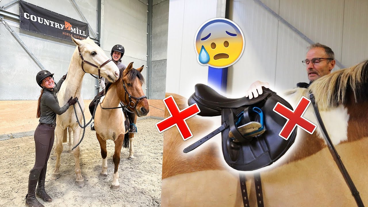 Met vier zadels en twee paarden op pad! Die van Marley lag écht niet goed meer... 😰