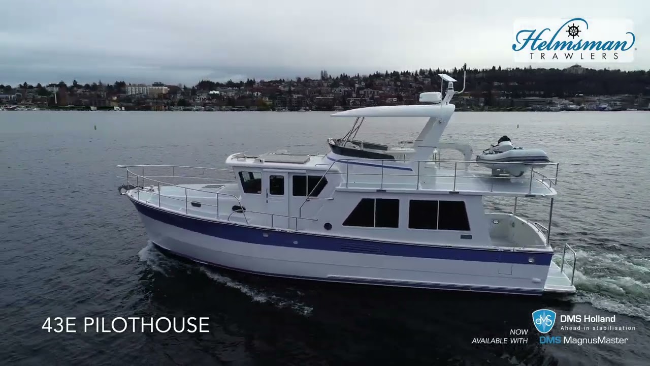 Helmsman Trawlers 38 Sedan, 38E, & 43E Pilothouse - Underway Aerial Imagery