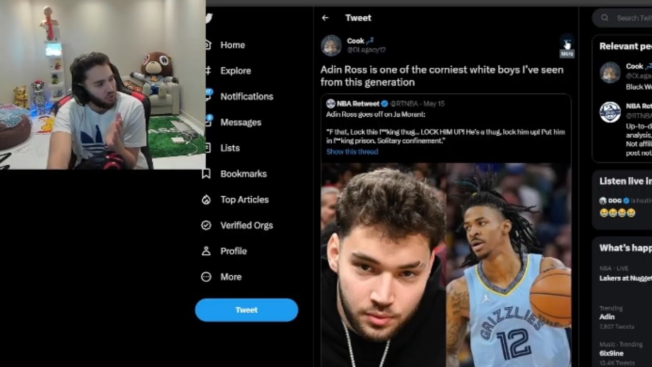 Adin Ross reacts to himself getting cancelled on Twitter