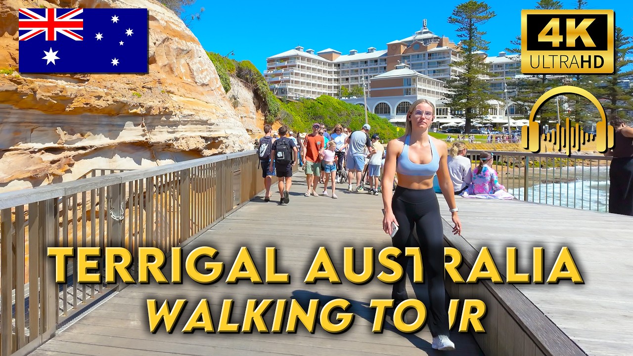 WALKING TOUR TERRIGAL AUSTRALIA | Sunny Springtime Sunday | 4KUHD | Binaural 🎧