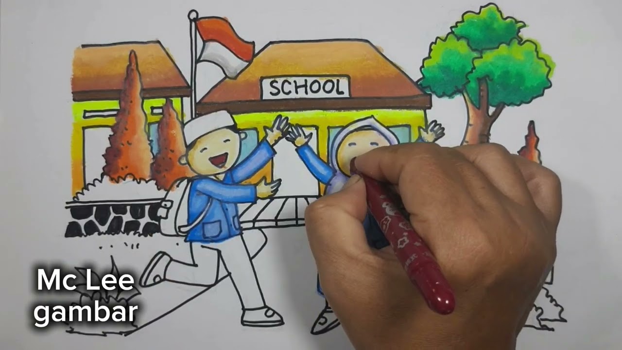 Toturial Menggambar Kembali Bersekolah/ Kembali Bersekolah