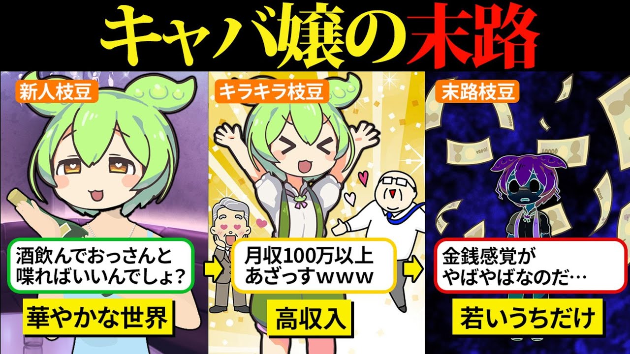 キャバ嬢になって調子に乗りすぎた末路がヤバすぎた…【ずんだもん＆ゆっくり解説】