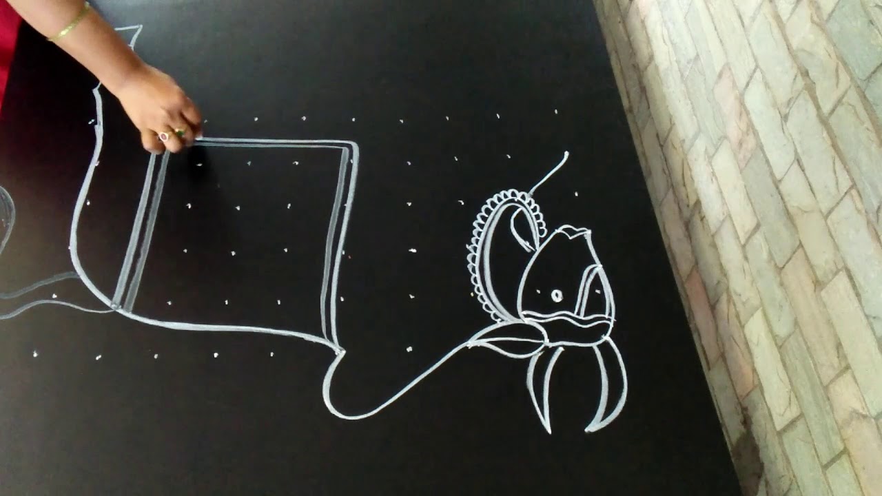 Pongal special...rangoli..cow..mattu pongal special...simple rangoli..10 to 6 dots..sankranthi muggu