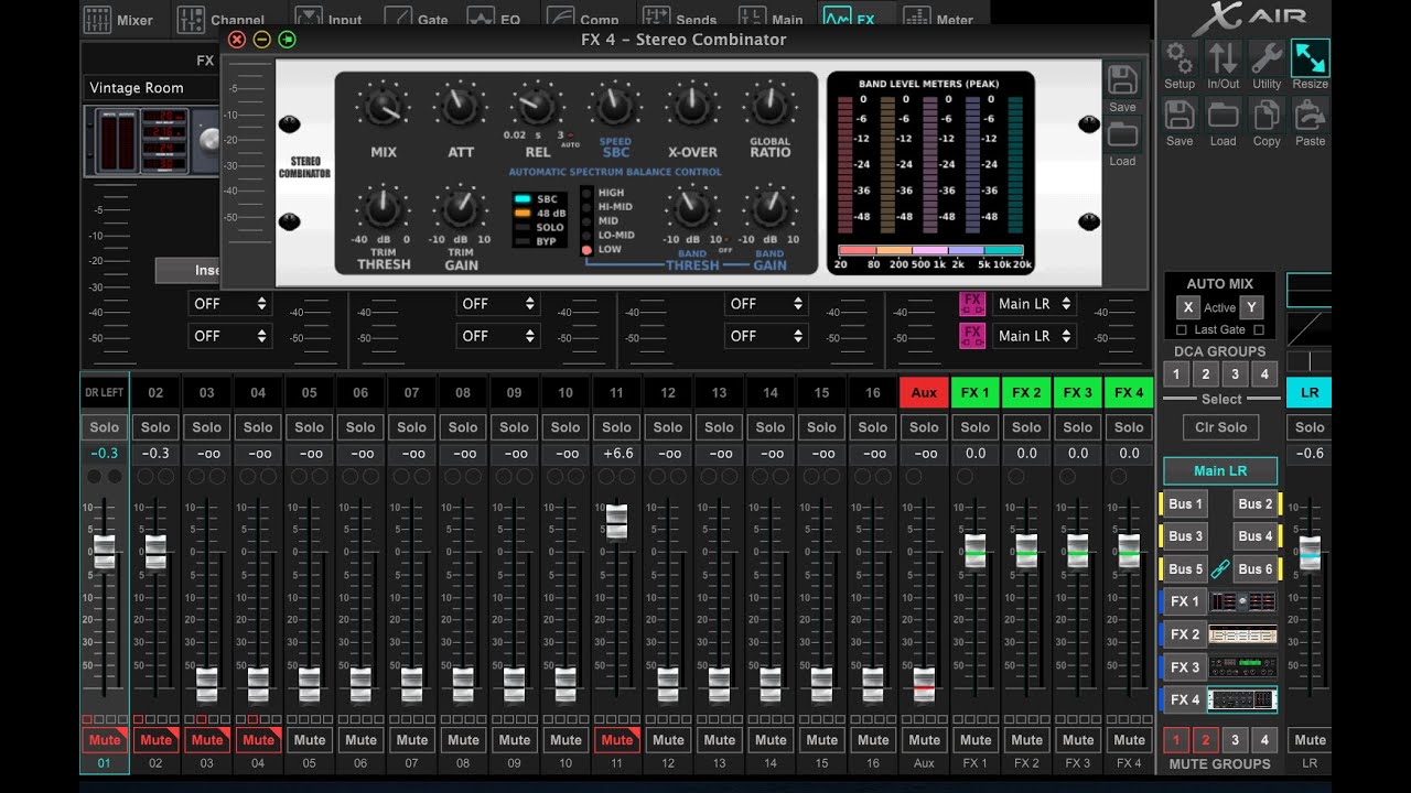 XR18 Stereo Combinator Setup on master output.