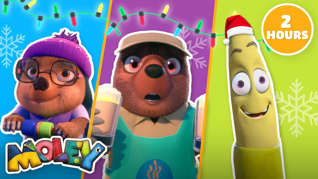 Moley: ❄️ HOLIDAY ADVENTURES for Kids! 🎁 ⛄ | 2 HOURS | Full Episodes Compilation | Kids Animation
