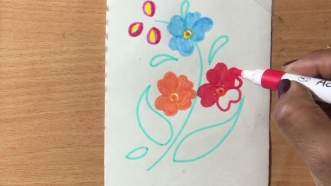 How to draw colourful flower 🌺 || Easy drawing 