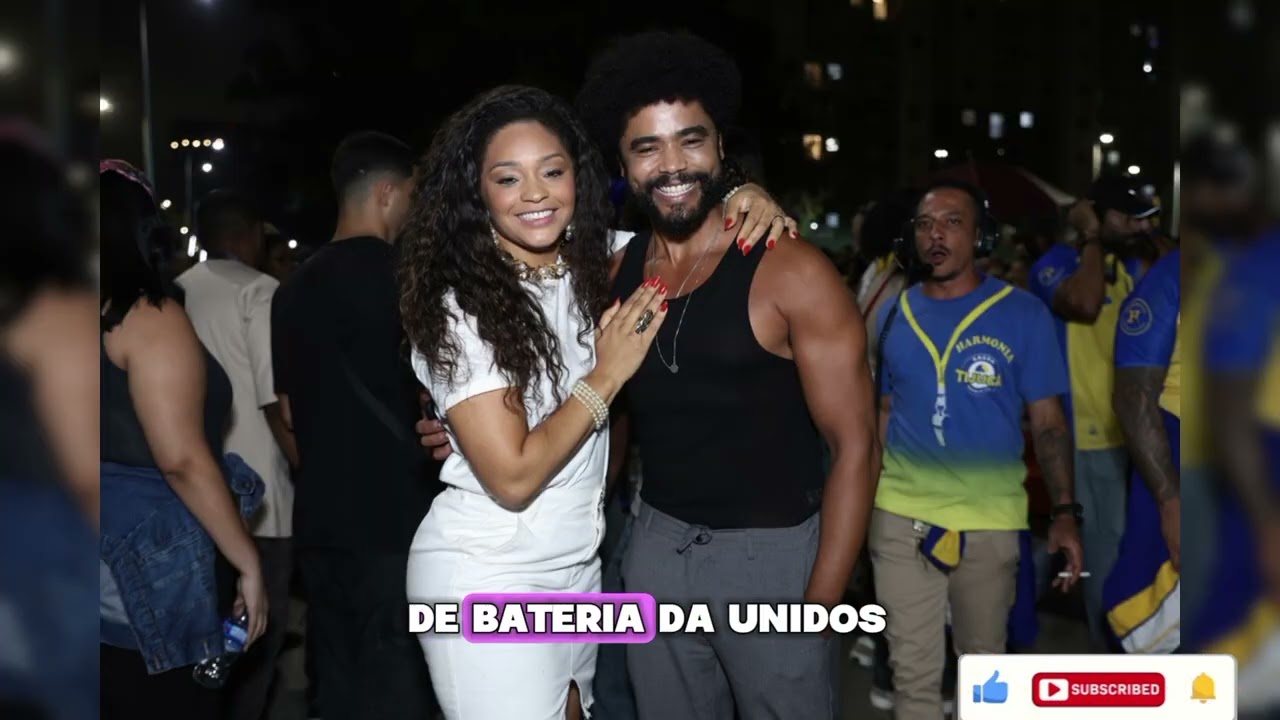 Juliana Alves e Diogo Almeida curtem noite de samba na Unidos da Tijuca