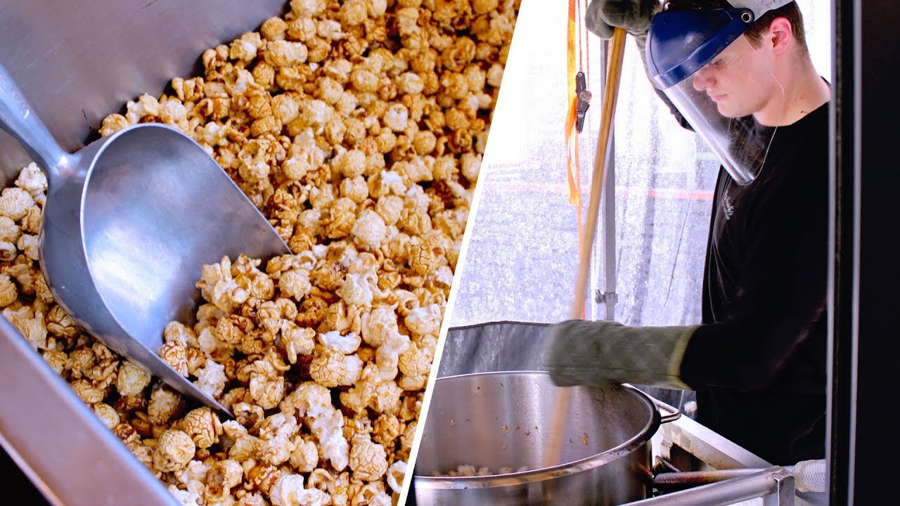 Inside a kettle corn stand at Miss Hannah's Gourmet Popcorn in Tigard Oregon