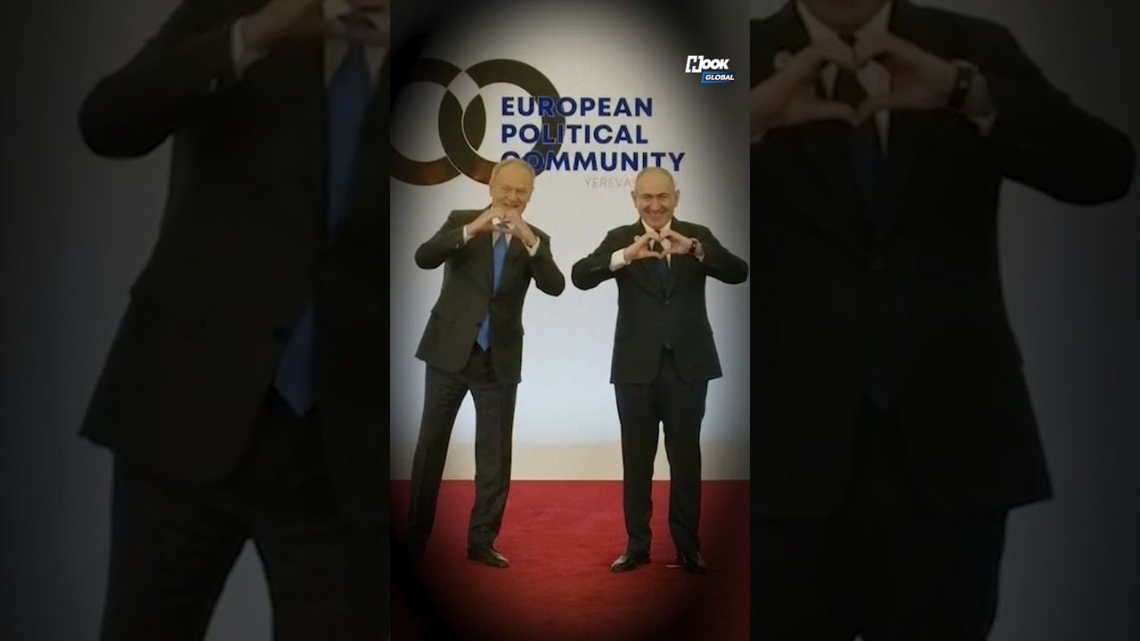 Pookie Tusk! Poland PM, Armenia Leader Make Heart Signs At EPC Summit #poland #viral #shorts