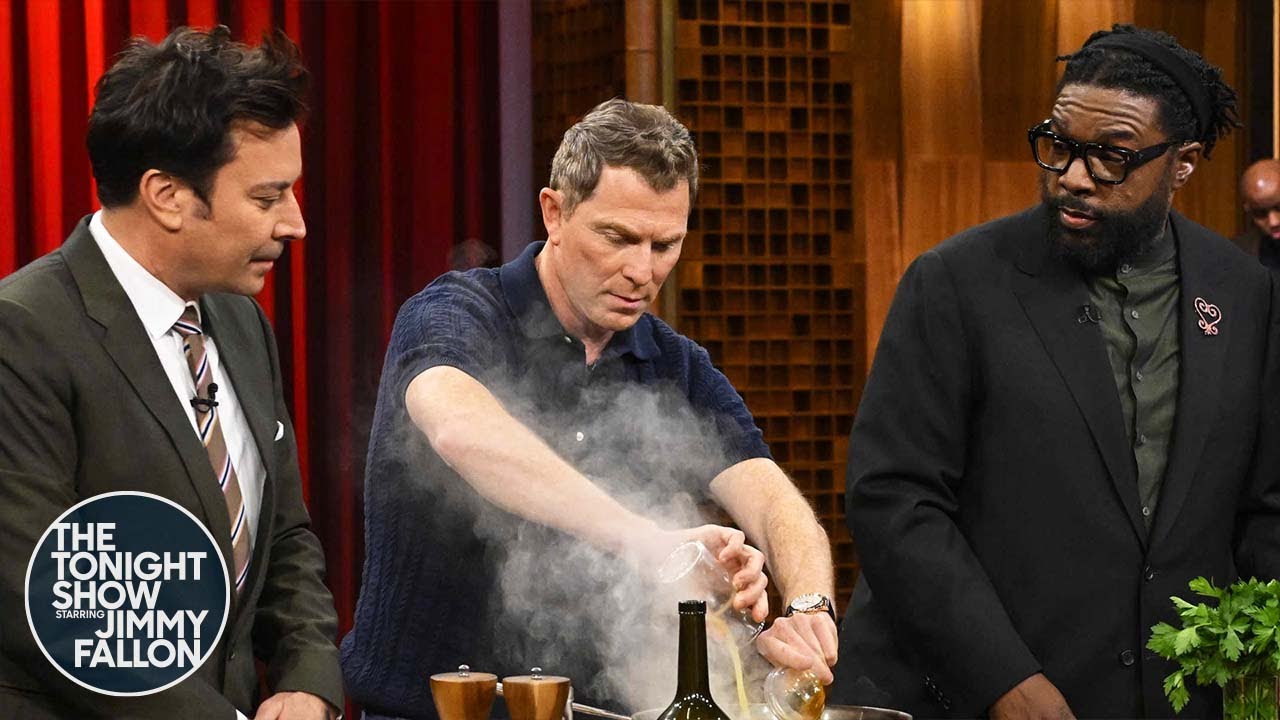 Bobby Flay, Jimmy Fallon and Questlove Make Pork Chops | The Tonight Show Starring Jimmy Fallon
