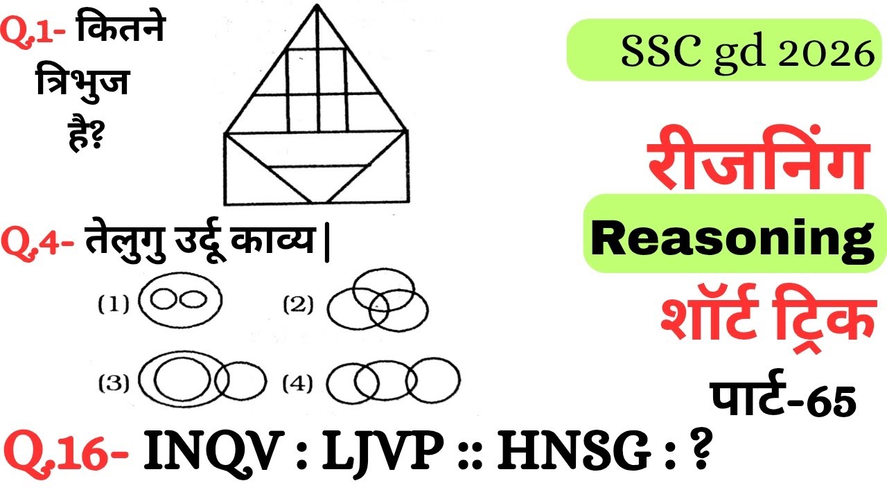 Reasoning प्रैक्टिस Set–65|| SSC gd reasoning|| ntpc reasoning|| reasoning||  reasoning practice set