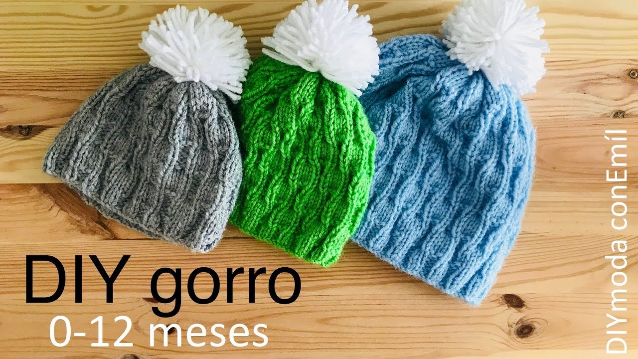 GORRO DE BEBÉ 0-12 meses tejido a dos agujas paso a paso