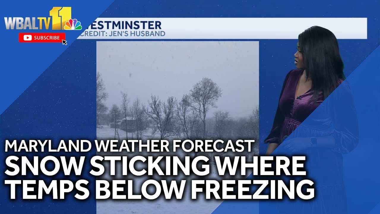 Snow sticking where temperatures are below freezing