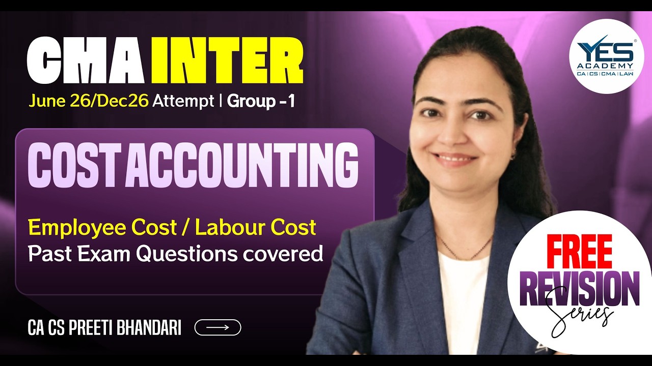 CMA Inter June 2026|Free Revision Batch |Cost Accounting-Employee/ Labour Costing Lec 2|CA CS Preeti