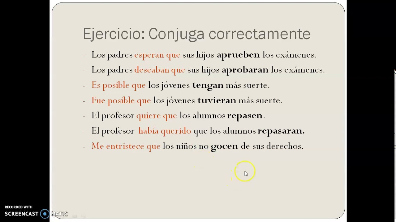 La corrección  (Correspondencia de tiempos)