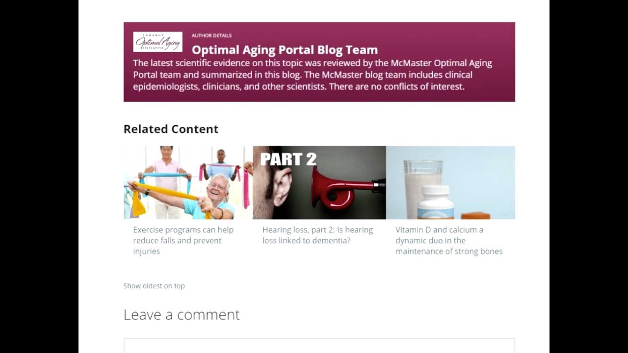 Healthy Aging: Learn how to use the McMaster Optimal Aging Portal