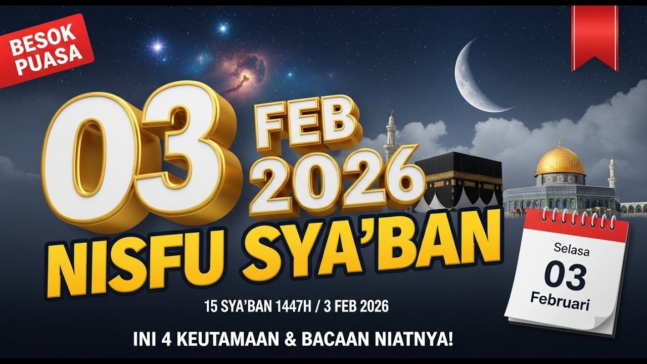BESOK PUASA NISFU SYABAN 15 SYABAN 1447 H / 2026 ✨ Ini 4 Keutamaan & Bacaan Niatnya