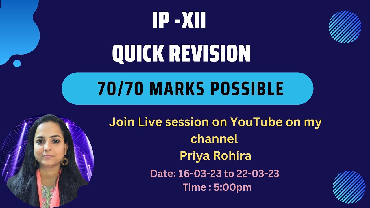Revision of IP | Class XII | Annual Exam 2024-25 | Quick and Easy Revision