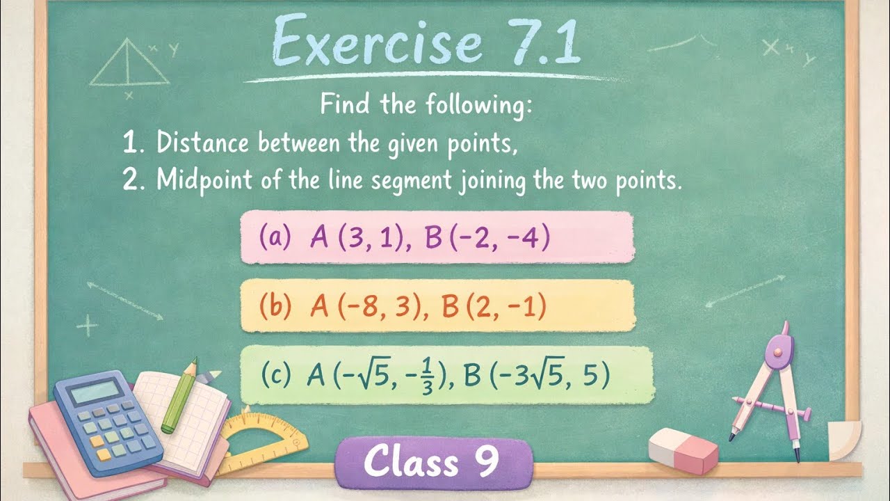 Class 9 Maths Exercise 7.1 Q3 | Distance & Midpoint Formula | 