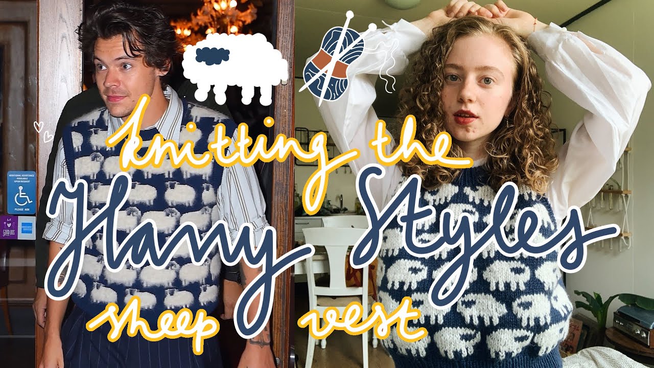 knitting the Harry Styles sheep sweater vest 🐑❤️