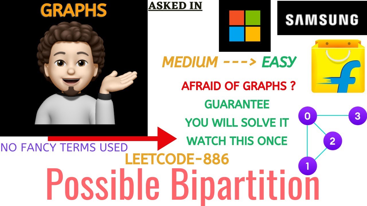 Possible Bipartition - (Microsoft, Flipkart, Samsung) : Explanation ➕ Live Coding 🧑🏻&zwj;💻👩🏻&zwj;💻