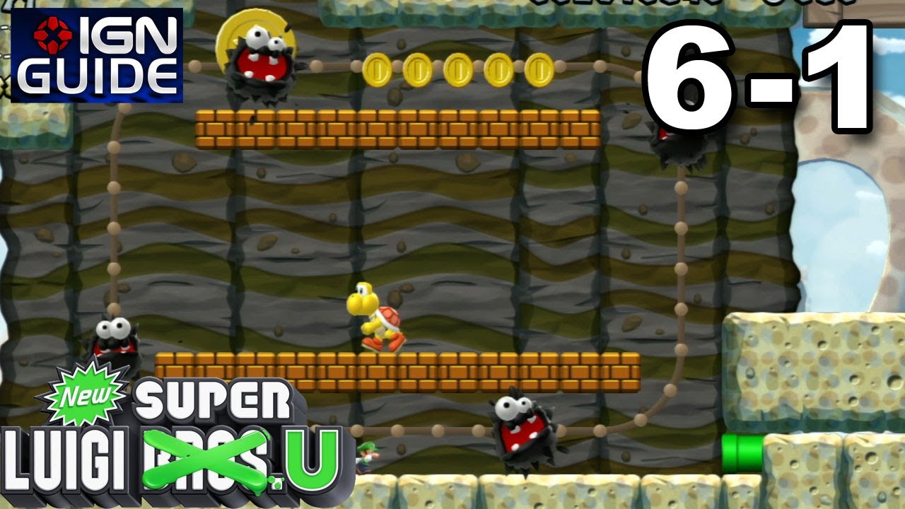 New Super Luigi U 3 Star Coin Walkthrough - Rock Candy Mines 1 Mount Fuzzy