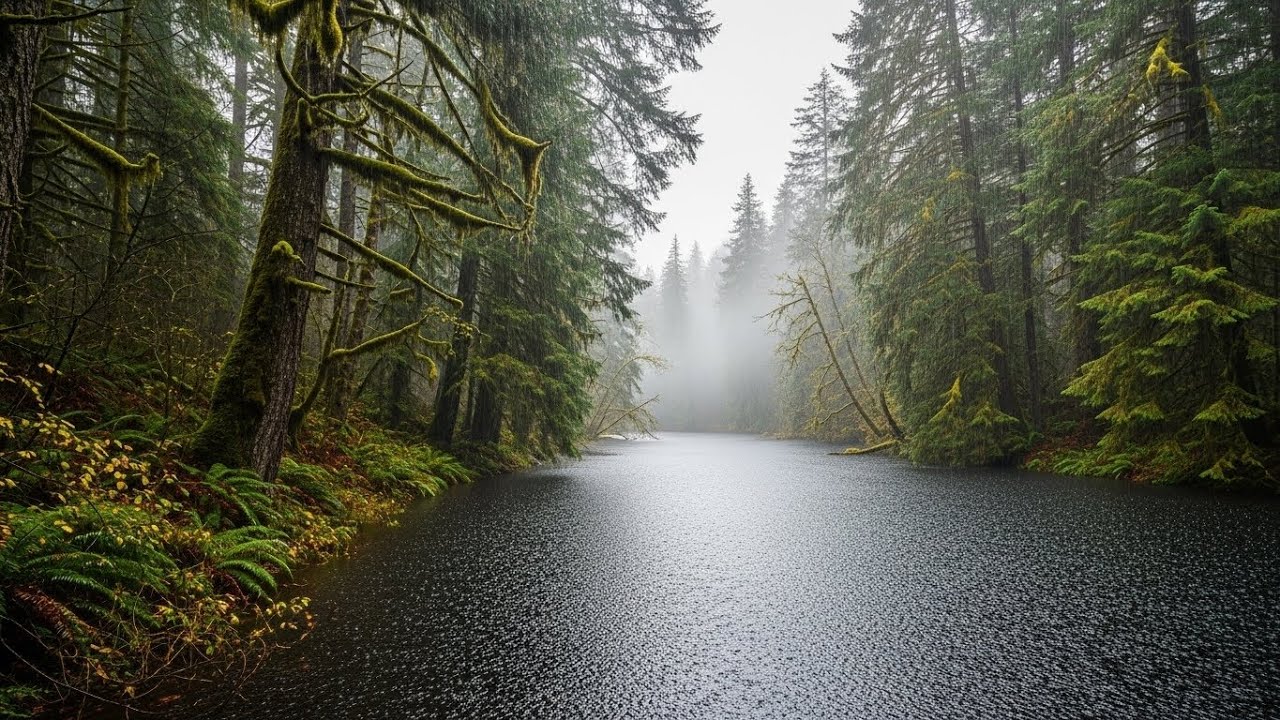 Relaxing Steady Rainfall with Flowing River Sounds for Studying, Focus, and Calm