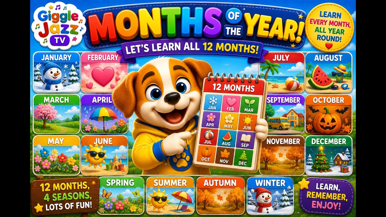 Months of the Year for Kids 📅 | Learn All 12 Months | Preschool Learning | GiggleJazz TV