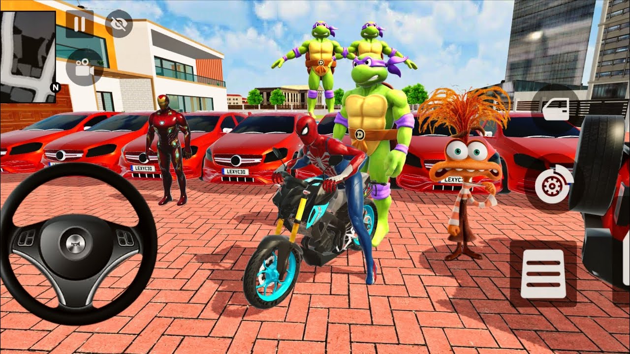 🦚 Indian Thift Auto🔥Spiderman & Toxi Green Showroom 3D Game🏎️ Lot's of Police Car 🎉 Granny Running 💨