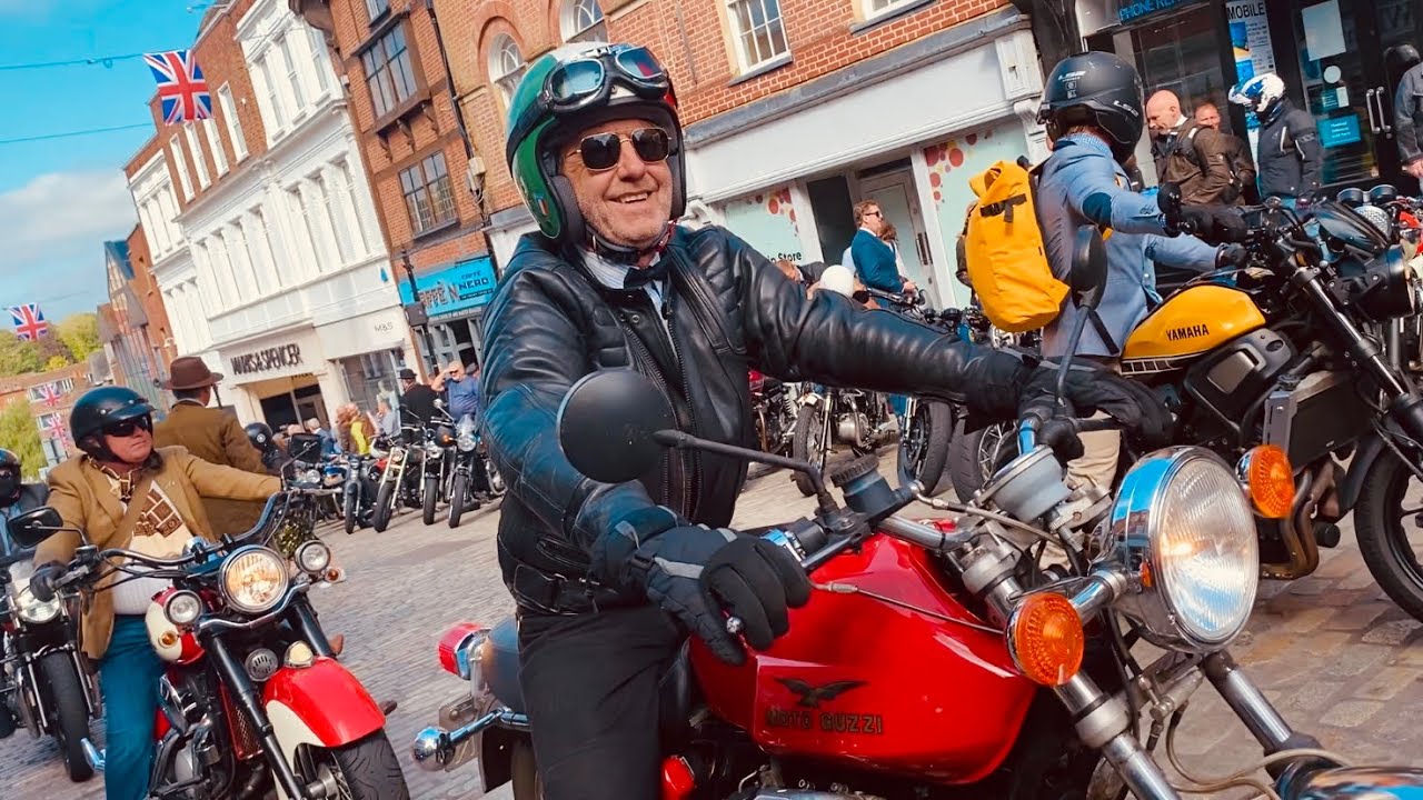 DISTINGUISHED GENTLEMANS RIDE of Guildford Town ALL DGR Motorcycles & Riders from TOP of High Street