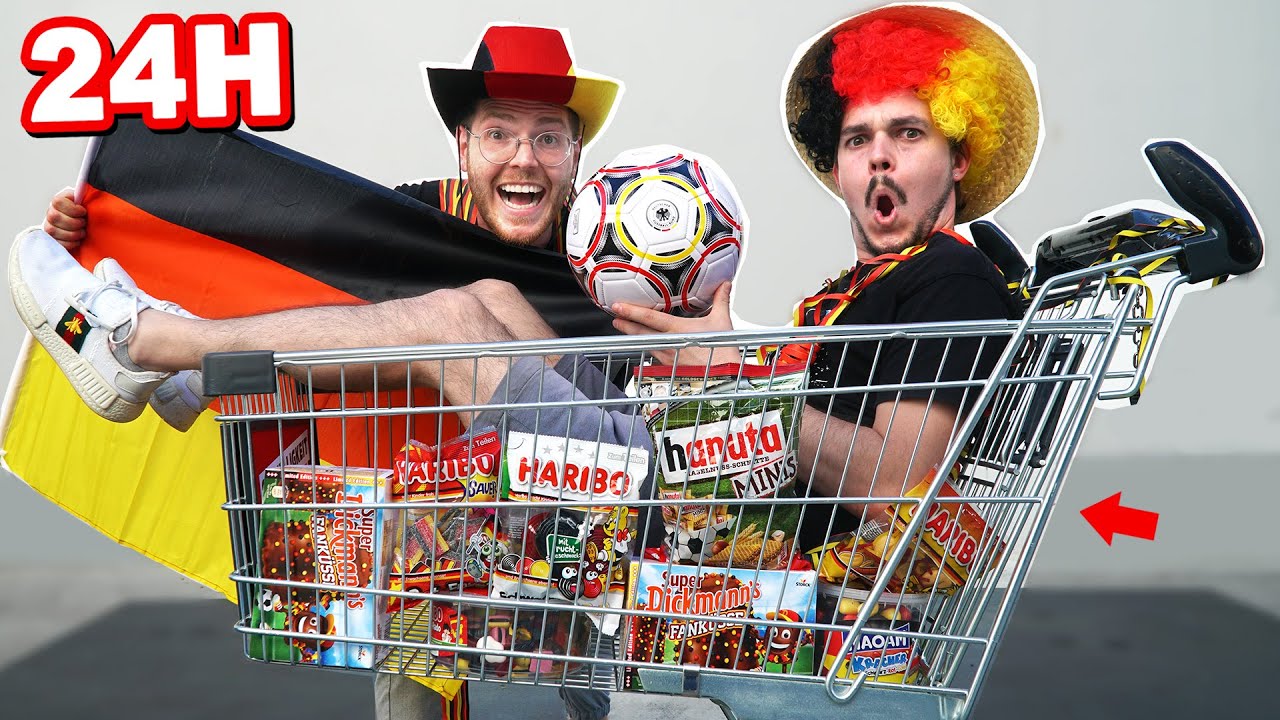 24 STUNDEN Fußball EM SÜßIGKEITEN essen CANDY CHALLENGE (1 Tag nur Farben essen)