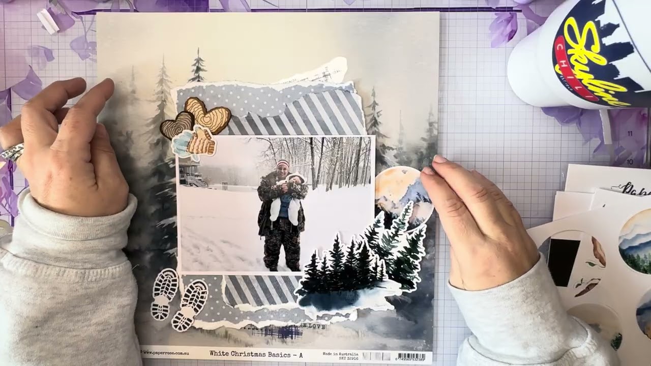 Winter layout for Ginger’s Corner 3 pages, 3 prompts using Paper Rose Studio