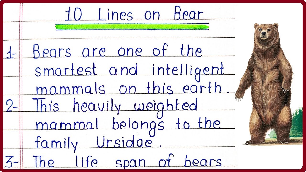 10 Lines Essay on Bear in English | Bear 10 Points | Few Lines and Sentences on Bear | Wild Animals