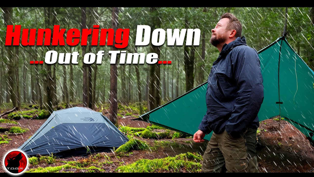 Hunkering Down in the Forest While Storms Rage - Rain Camping Adventure