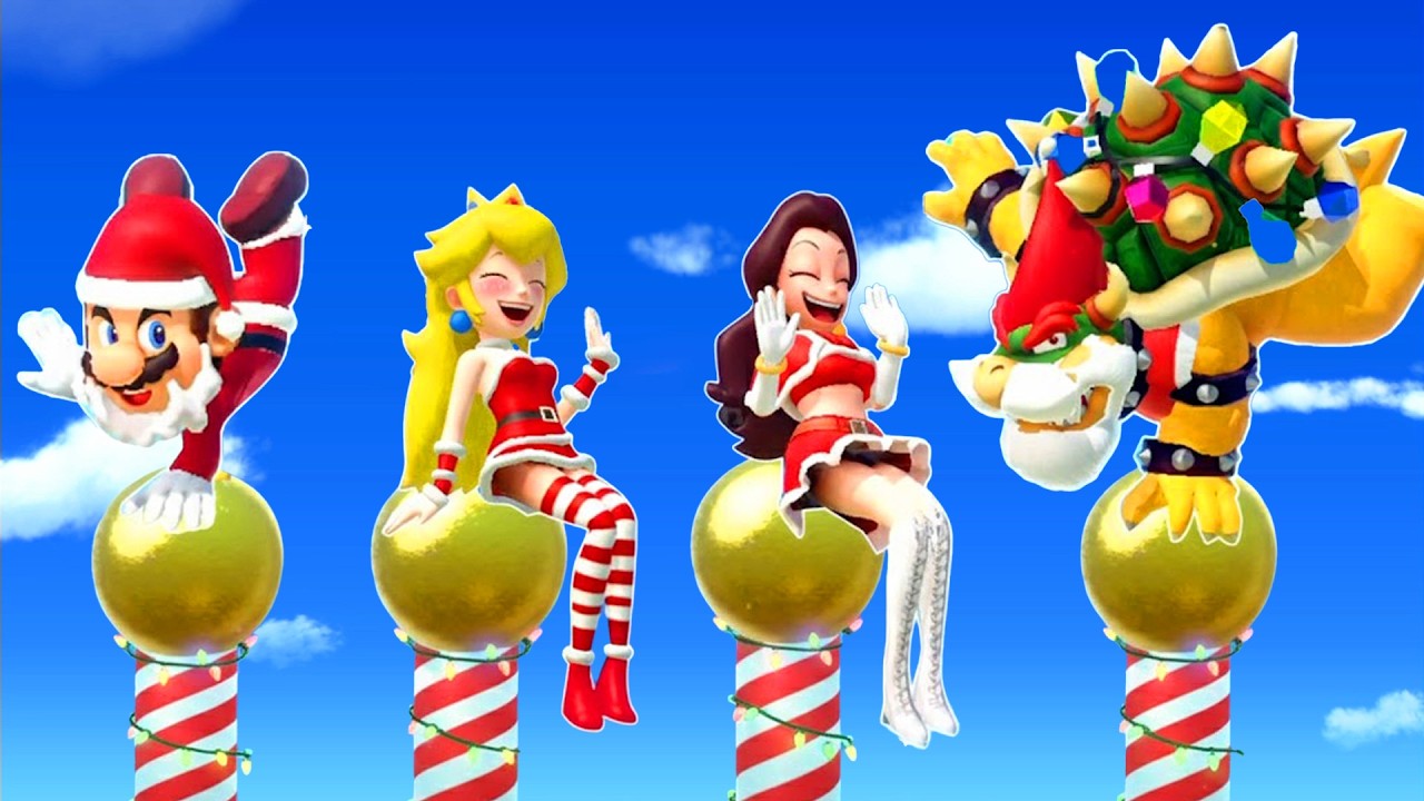Super Mario Party Minigames - Mario Santa VS Peach VS Pauline VS Bowser (Hardest Difficulty)