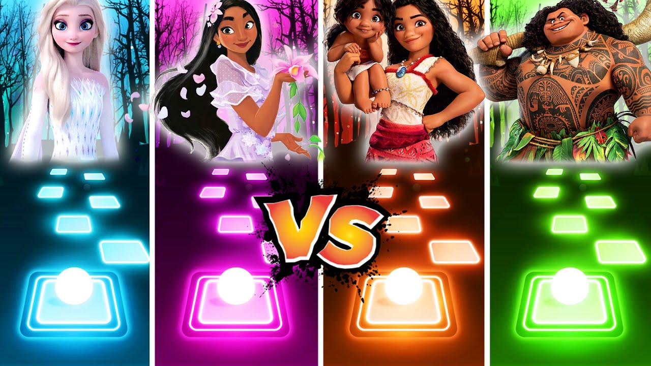 Frozen Elsa Vs Encanto Isabela Vs Moana 2 Vs Maui - Tiles Hop! Let It Go | Beyond