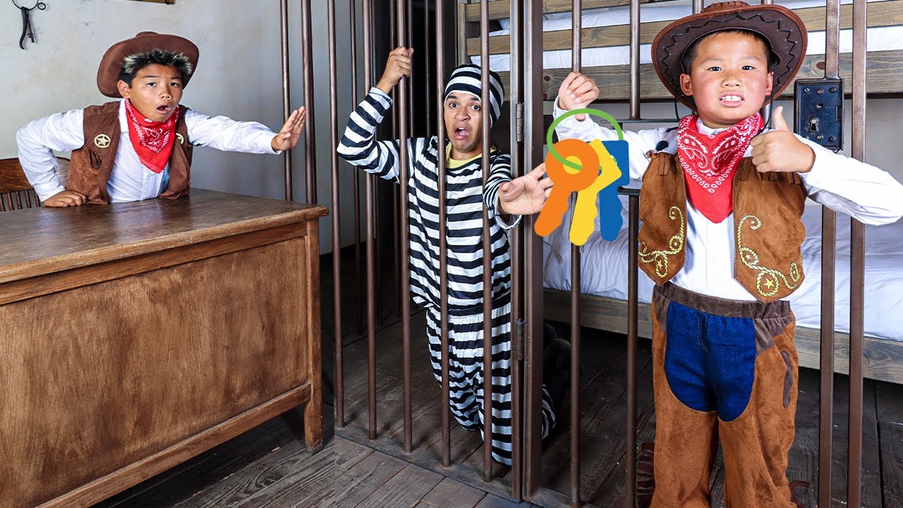 Kaden Eric & Lily Wild West Cookie Chase 🍪 Kids vs Silly Bandits!