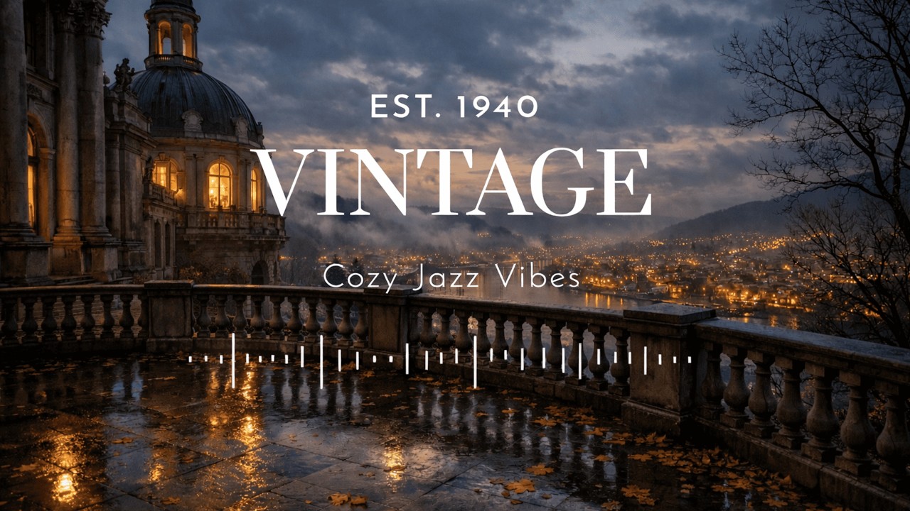 Vintage Jazz 1940s ☔ Cozy Rainy Night | Relaxing Jazz Music | Old City Rain Ambience