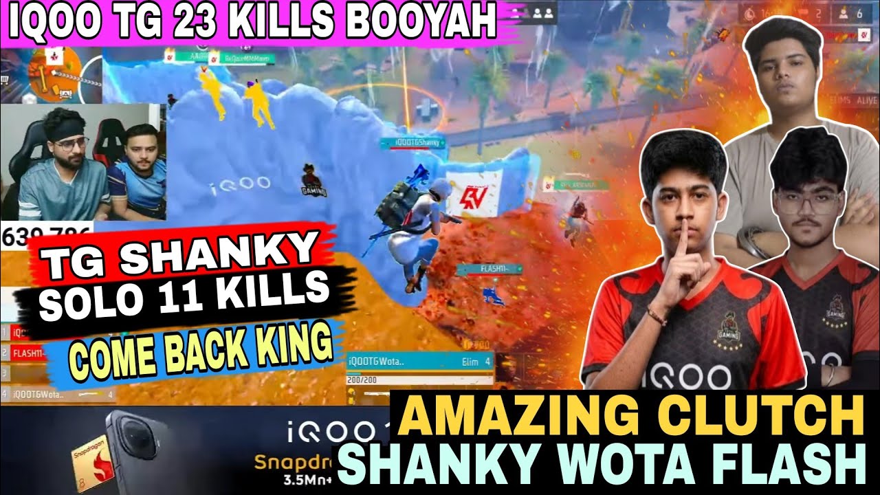 COME BACK AMAZING CLUTCH | TG SHANKY SOLO 11 KILLS☠️| IQOO TG 23 KILLS BOOYAH GAMEPLAY | 