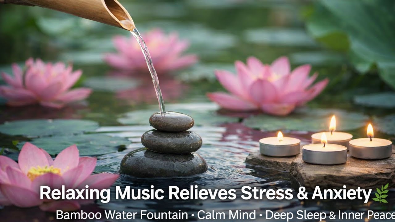 Relaxing Music Relieves Stress 🌿 Calm Anxiety & Depression | Bamboo Water Fountain