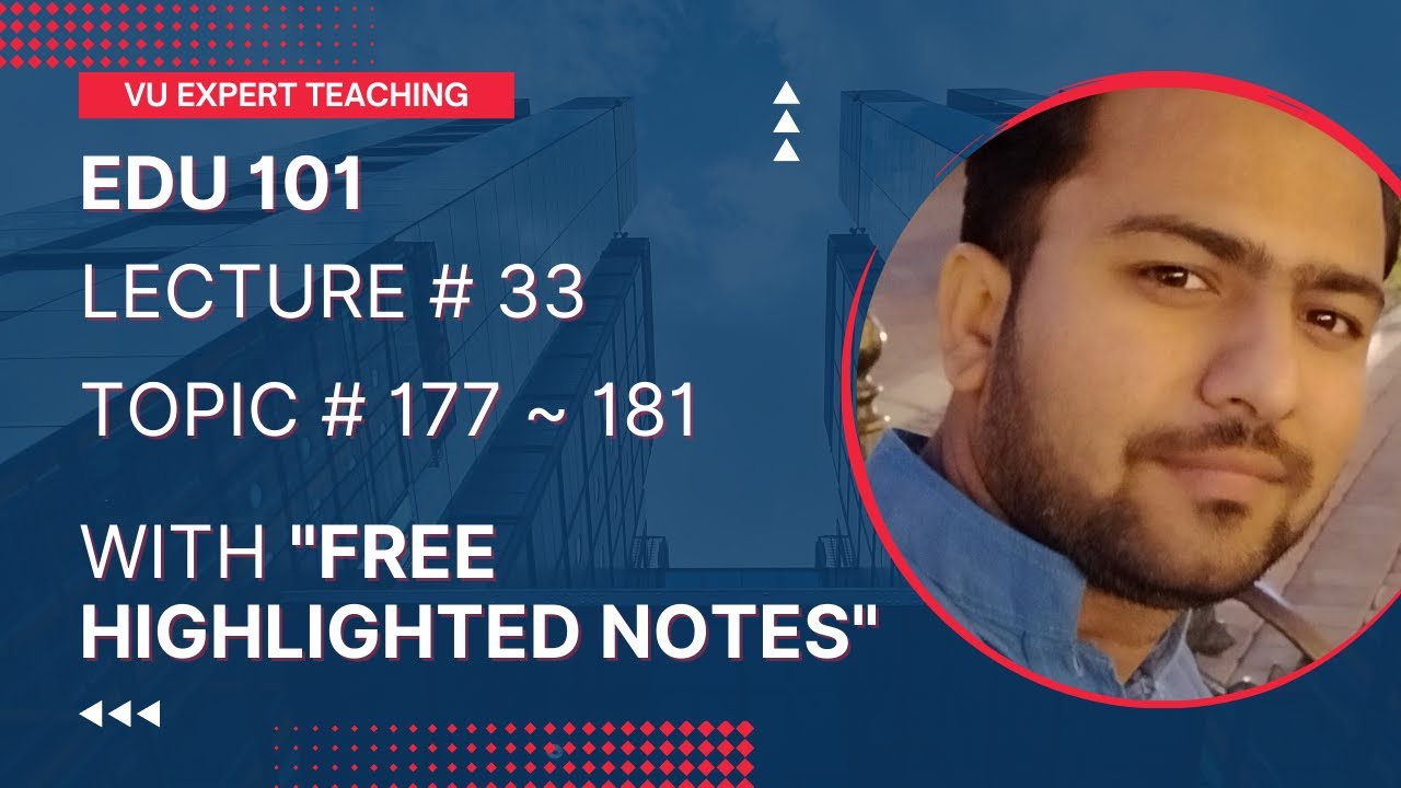 EDU101 Short Lecture No 33 | EDU101 Short Lecture | EDU101 Topic 177 to 181