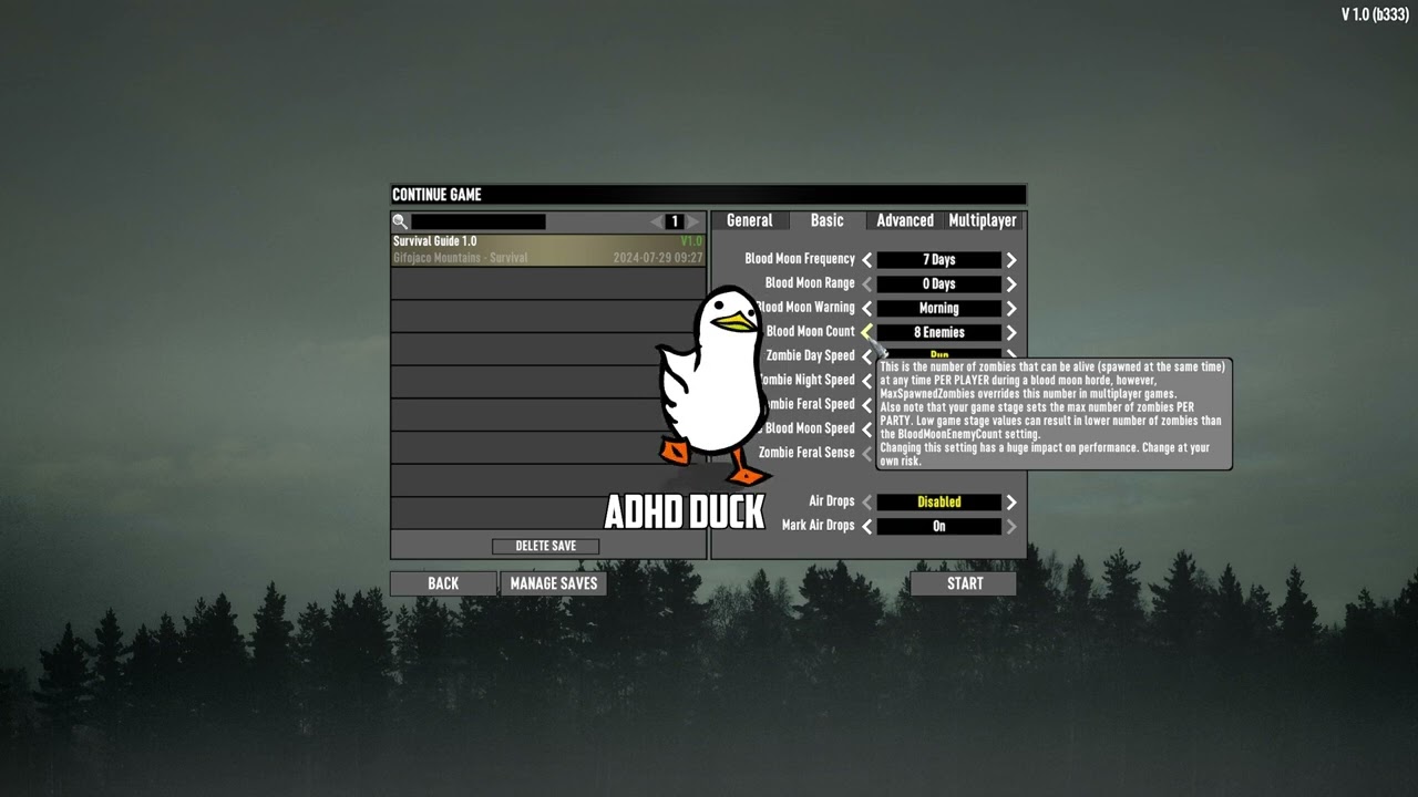 My Settings for The 1.0 Survival Guide - 7 Days to Die [Episode 0]