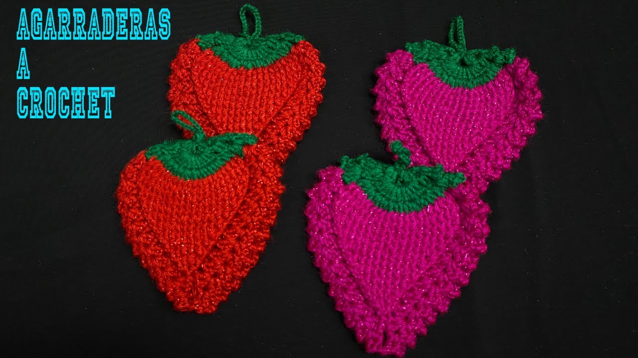 AGARRADERAS A CROCHET FRESAS 🧶🍓