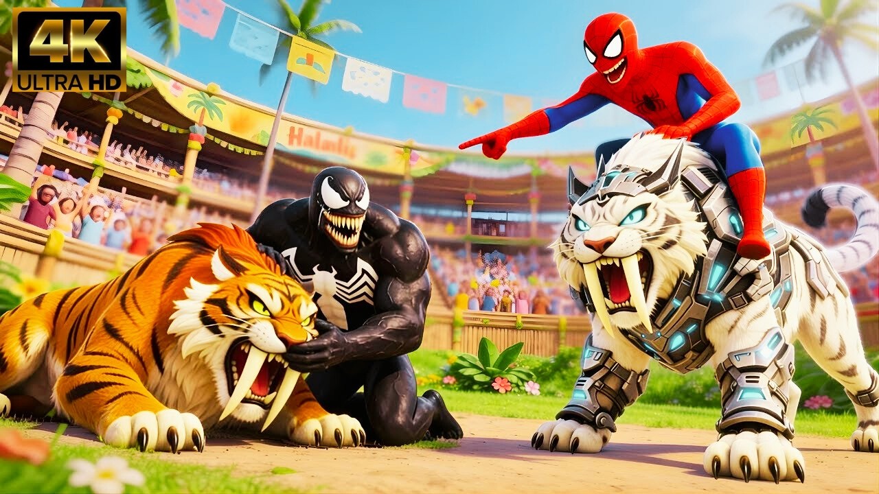 SPIDERMAN Wins the Toothed Tiger Championship – Epic Battle Challenge