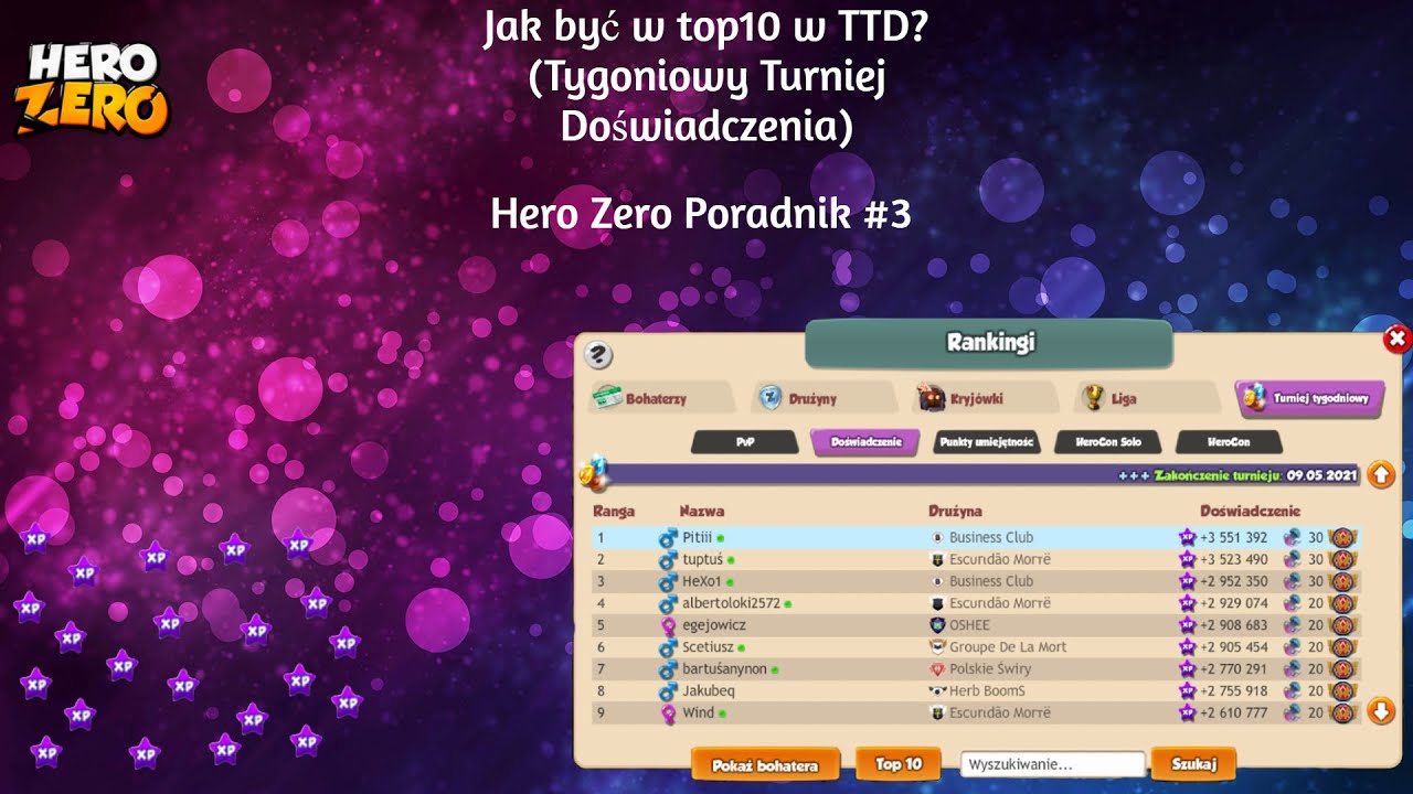 Jak być w top10 w TTD? (Tygoniowy Turniej Doświadczenia) - Hero Zero Poradnik #3