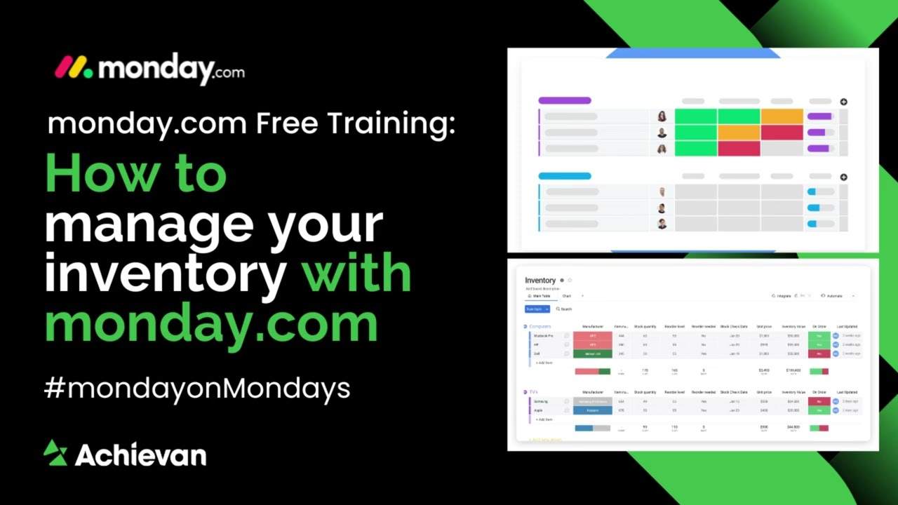 monday.com Free training- How to manage your inventory