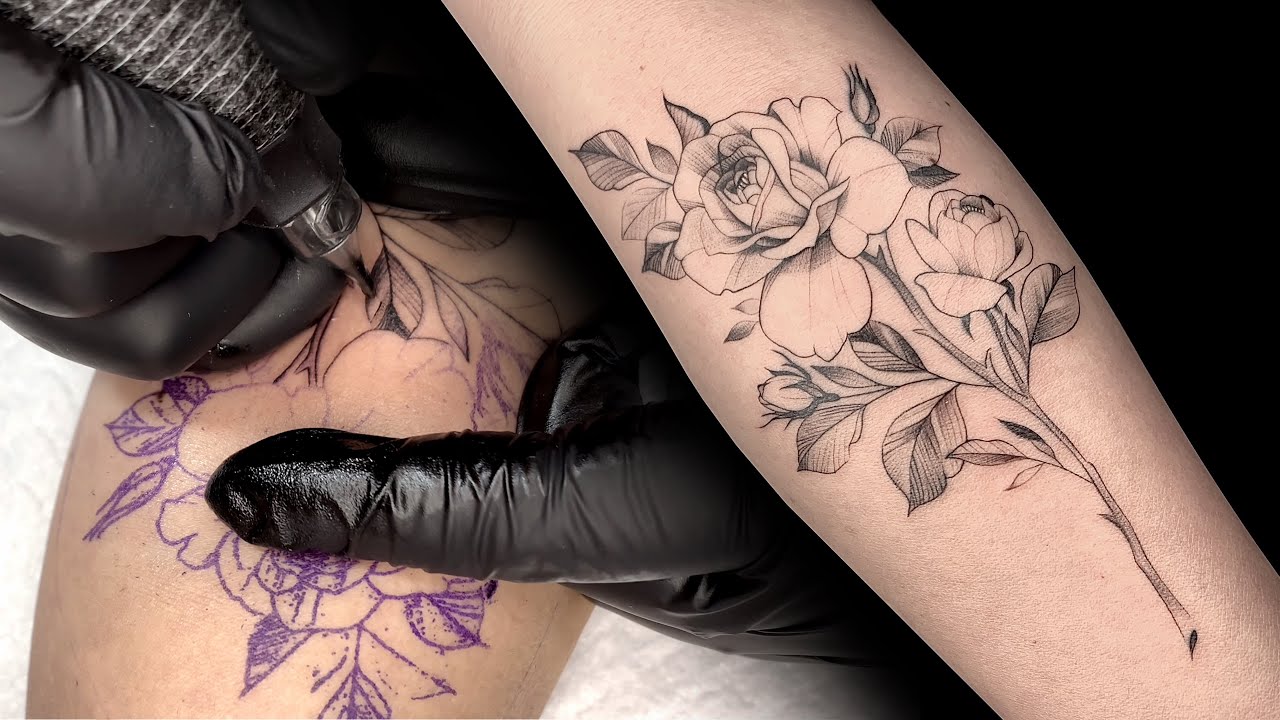 꽃 타투 / 장미 타투 / 감성 타투 / 라인 타투 / flower tattoo / rose tattoo / korea tattoo / line tattoo